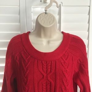 Pull Femme Coldwater Creek Rouge - Petit Col Plié S - Haut En Coton Pour Les Fêtes